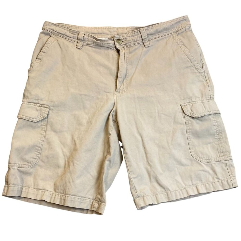 Columbia Mens Cargo Shorts 38W Beige Cotton Polyester Blend With Pockets